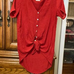LuLaRoe Vibrant Red Button-Down Linen cover up